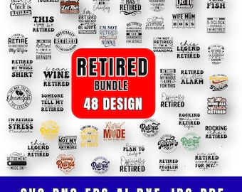 Retirement SVG PNG Bundle: 48 Designs for Cricut (Digital Download)