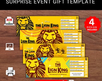 Editable Lion King Broadway Ticket - Surprise Event Gift (Printable PDF)
