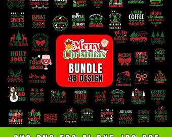 Merry Christmas SVG PNG Bundle: Funny Holiday Vector Cut Files (Digital Files)