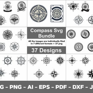 Vintage Compass SVG Bundle: Nautical Clipart, Cut Files (Digital Download)