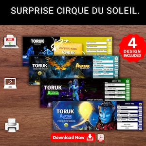 Bearbeitbare TORUK AVATAR Cirque Du Soleil Überraschungsgeschenkvorlage. Toruk Cirque Show Andenken Faux Geschenkkarte. Event Stub. Druckbares Pdf