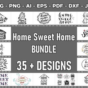 Home Sweet Home SVG Bundle: Hand Lettering, House Cut Files (Digital Download)