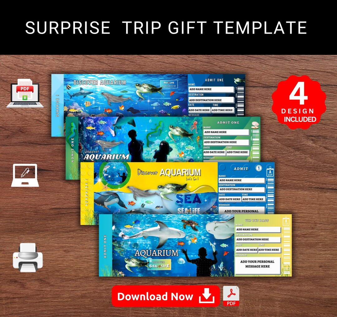 Editable AQUARIUM Surprise Reveal SEA-LIFE Trip Gift Template. Discover ...