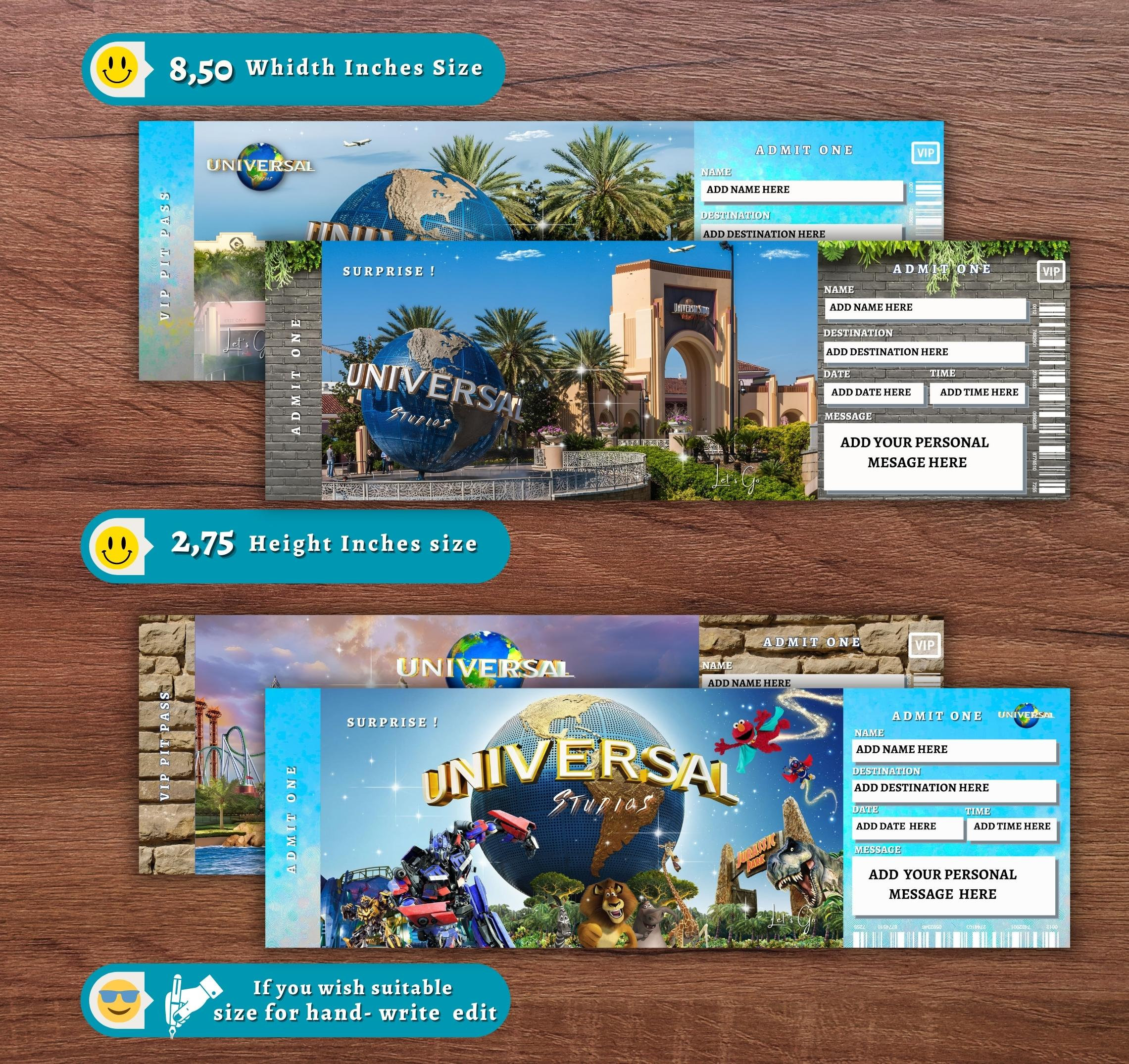 Editable UNIVERSAL STUDIOS Surprise Reveal Trip Gift Template ...