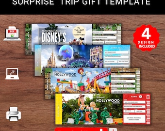 Editable Disney's HOLLYWOOD STUDIOS Surprise Trip Reveal Gift Template. Disney's Hollywood Studios  Keepsake Faux Gift Ticket. Printable Pdf