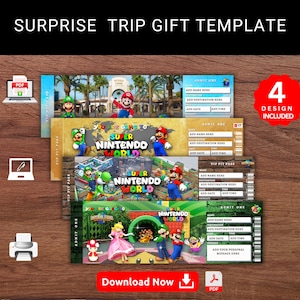 Bearbeitbare HOLLYWOOD UNIVERSAL Studios Surprise Reveal Reise Geschenkvorlage. Super Nintendo World Souvenir Souvenir. Druckbares Pdf