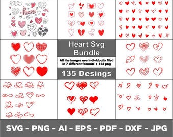 Heart SVG Bundle: Hand-Drawn Valentine's Day Designs (Digital Download, Cricut Ready)