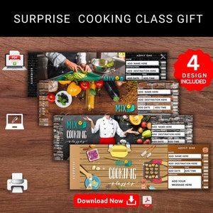 Ausdruckbare Kochklasse Surprise Reveal Ticket Gutschein. Mixed It Up Event Ticket Vorlage. KOCHEN Erlebnis.Selbstgemacht Geschenk. Bearbeitbares Pdf