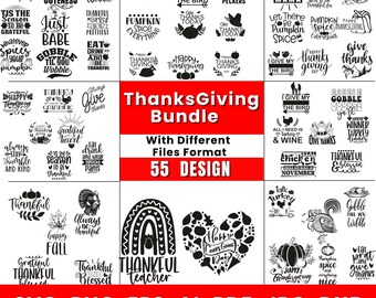 Thanksgiving SVG Bundle: Fall Quotes, Dinner Designs (Digital Download