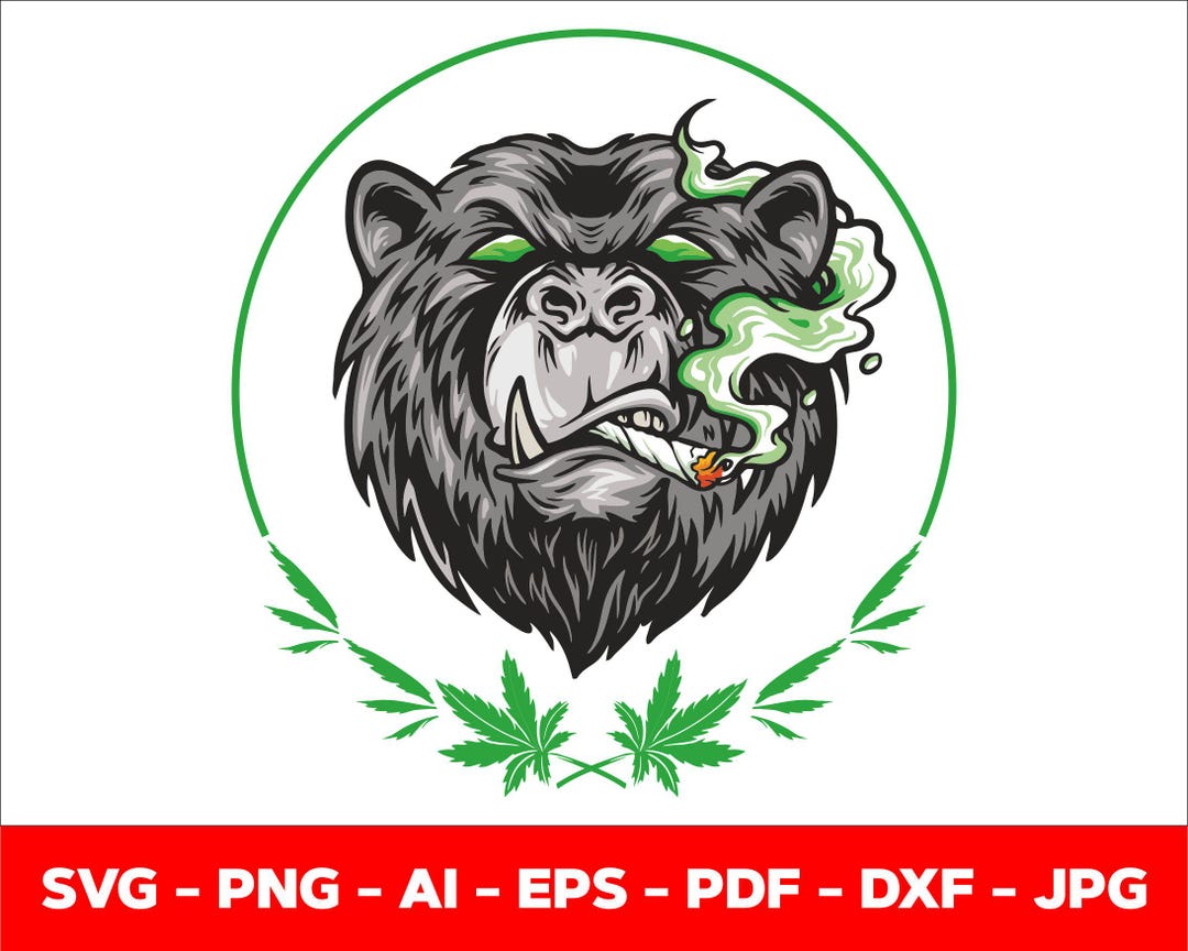 Scary Bear Weed Mascot Logo, Smoker PNG, Cannabis Leaf Vector (digital ...
