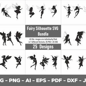 Fairy Silhouette Bundle SVG, Butterfly Wing Fairy Png, Magic Fairy Princess Svg , Cricut Fairy Cricut, Fairy Vector, Fairy SVG  DIY Project