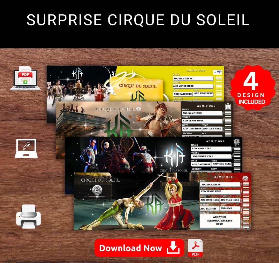 Editable KA CIRQUE DU Soleil Surprise Reveal Gift Template.ka Cirque Du