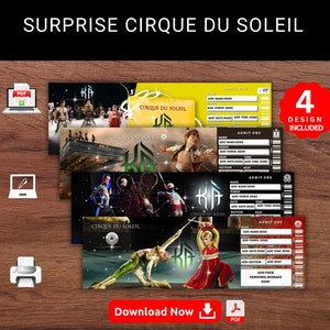 Editable KA  CIRQUE DU Soleil Surprise Reveal Gift Template.Ka Cirque Du Soleil Keepsake Faux Souvenir Event Gift Ticket . Printable Pdf.