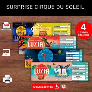Editable LUZIA CIRQUE Du Soleil Surprise Reveal Gift Template. LUZIA Cirque Soleil Show Keepsake Faux Gift Ticket. Event Stub. Printable Pdf