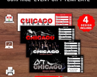 Chicago Broadway Musical Ticket Gift: Surprise Reveal Template (Printable PDF)