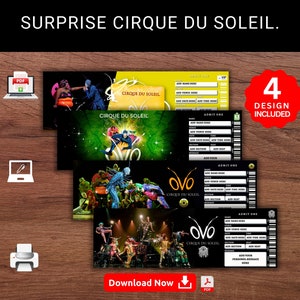 Editable OVO CIRQUE Du Soleil Surprise Reveal Gift Template. OVO Cirque Soleil Show Keepsake Faux Gift Ticket. Event Stub. Printable Pdf.