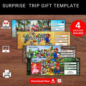 Bearbeitbare UNIVERSAL Studios - Super Nintendo World Reise Geschenk Vorlage. Super Nintendo World Andenken. Druckbares Pdf