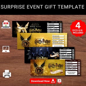 Redigerbar presentbiljett till det förbannade barnet på Broadway: Överraskningsavslöjande (utskrivbar PDF)