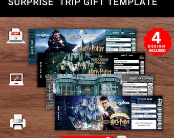 Editable UNIVERSAL STUDIOS-The Wizarding World Surprise Trip Gift Template. The Wizarding World-Keepsake Faux Universal Studios Ticket. Pdf
