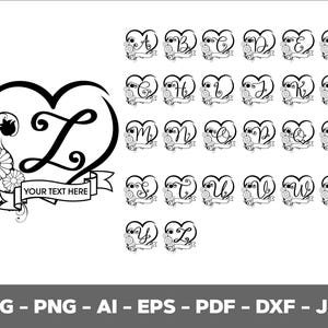 Heart Floral Alphabet SVG Bundle: Monogram Frame, Cricut Ready (Digital Download)