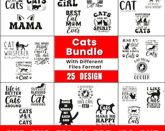 Cat Lover SVG Bundle: 25 Cricut Cut Files for DIY Crafts (Commercial Use Allowed)