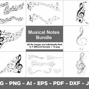 MUSICAL NOTES Svg -Png , Musical Notes Clipart, Music Notes Svg-Png , Musical notes Files for Cricut, Music Notes Silhouette, DIY Project