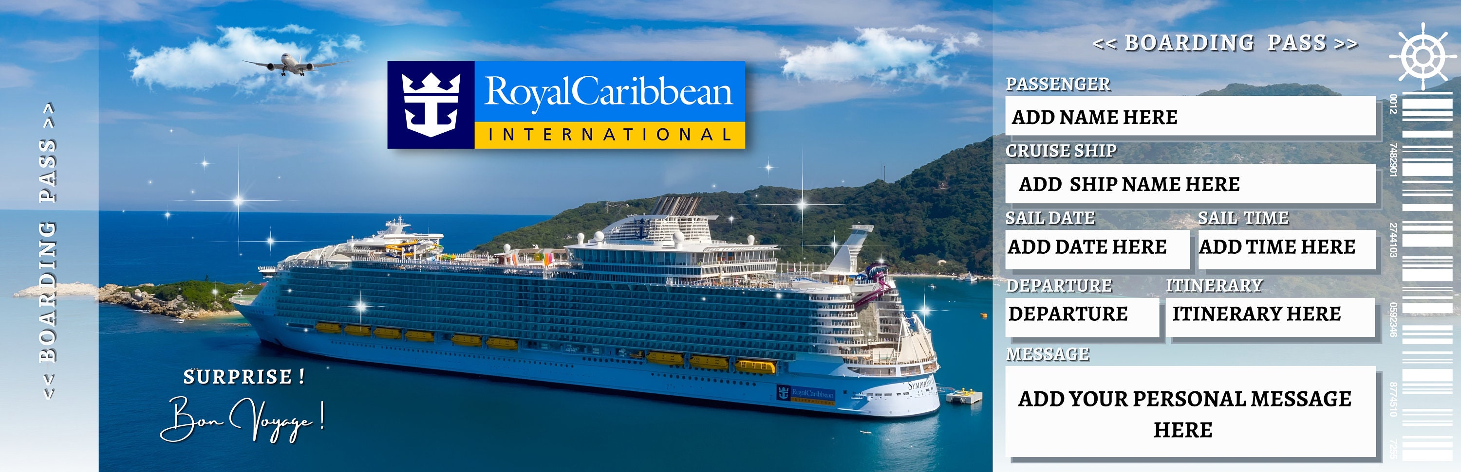 Editable ROYAL CARIBBEAN Cruise Surprise Reveal Trip Gift Template. RCCL Cruise Keepsake Faux ...