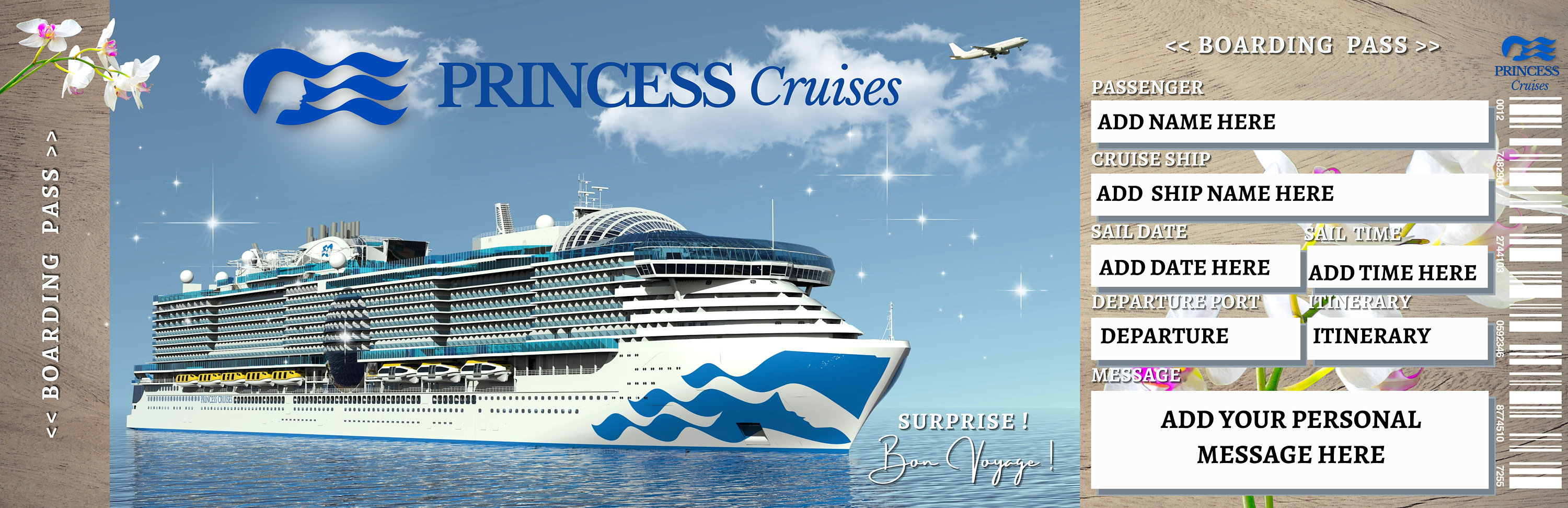 Editable PRINCESS Cruises Surprise Reveal Trip Gift Template. Princess ...