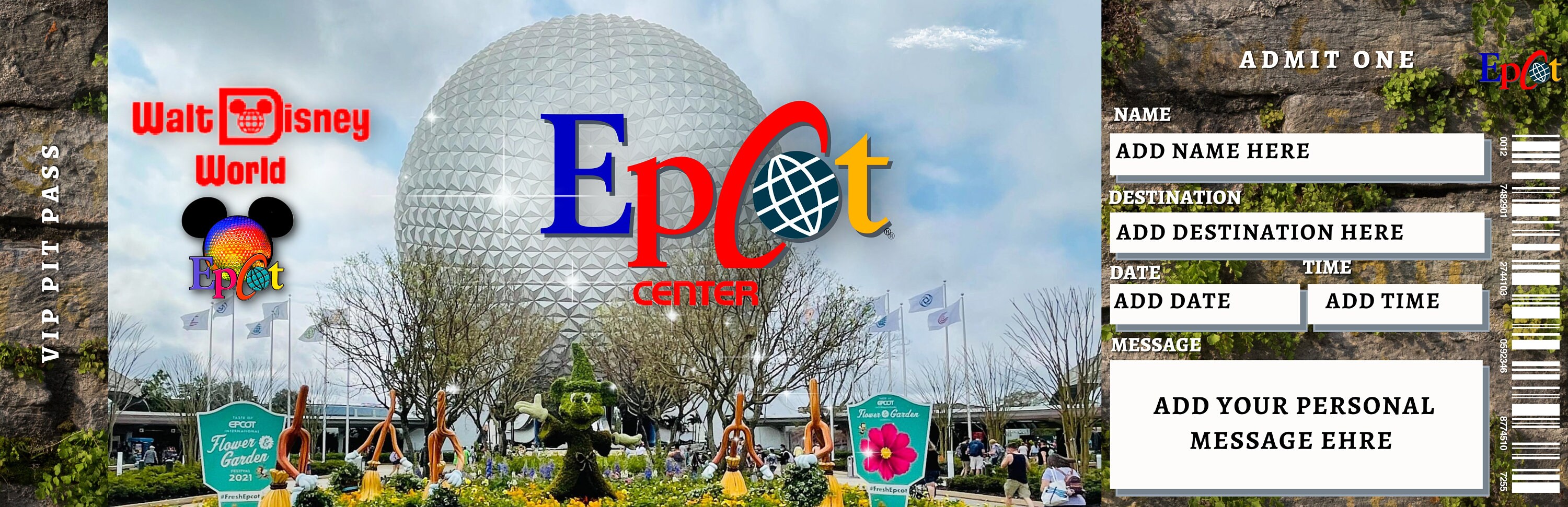 Editable Epcot WALT DISNEY WORLD Surprise Reveal Trip Gift Template editable-epcot-walt-disney-world-surprise-reveal-trip-gift-template
