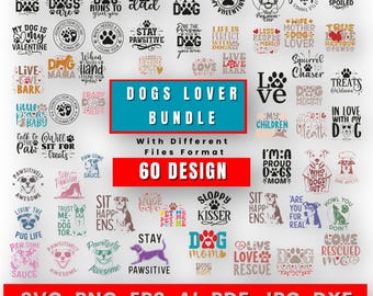 Dog Lover Quotes SVG Bundle: Paw Print, Dog Mom, Puppy Designs (Digital Download)