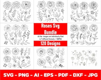 Rose SVG Bundle: 120 Floral Vectors, Cricut & DIY Designs (Digital Download)