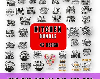 Kitchen Quotes SVG Bundle: 42 Designs for Cricut (Digital Download)