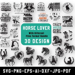 Horse SVG Bundle: 30 Equestrian Designs for Cricut (Digital Download
