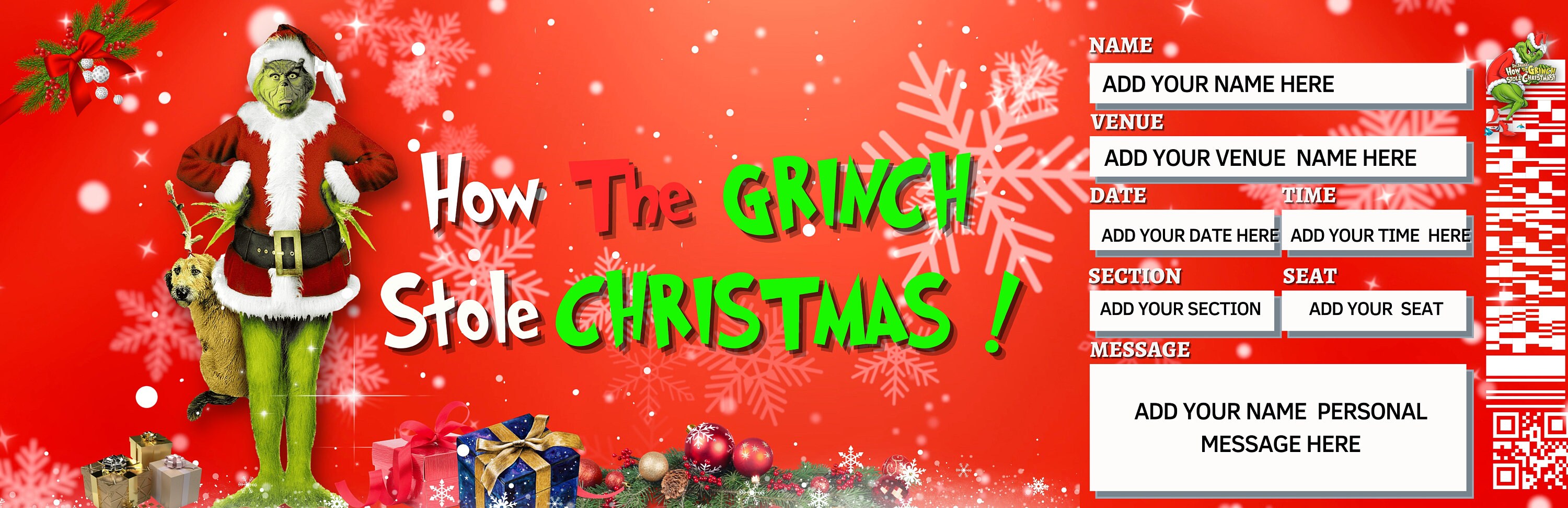 Editable the GRINCH Surprise Reveal Event Gift Template. Grinch İnvite