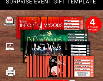 Editable Disney Into The Woods Show Ticket, Surprise Reveal (Printable PDF)