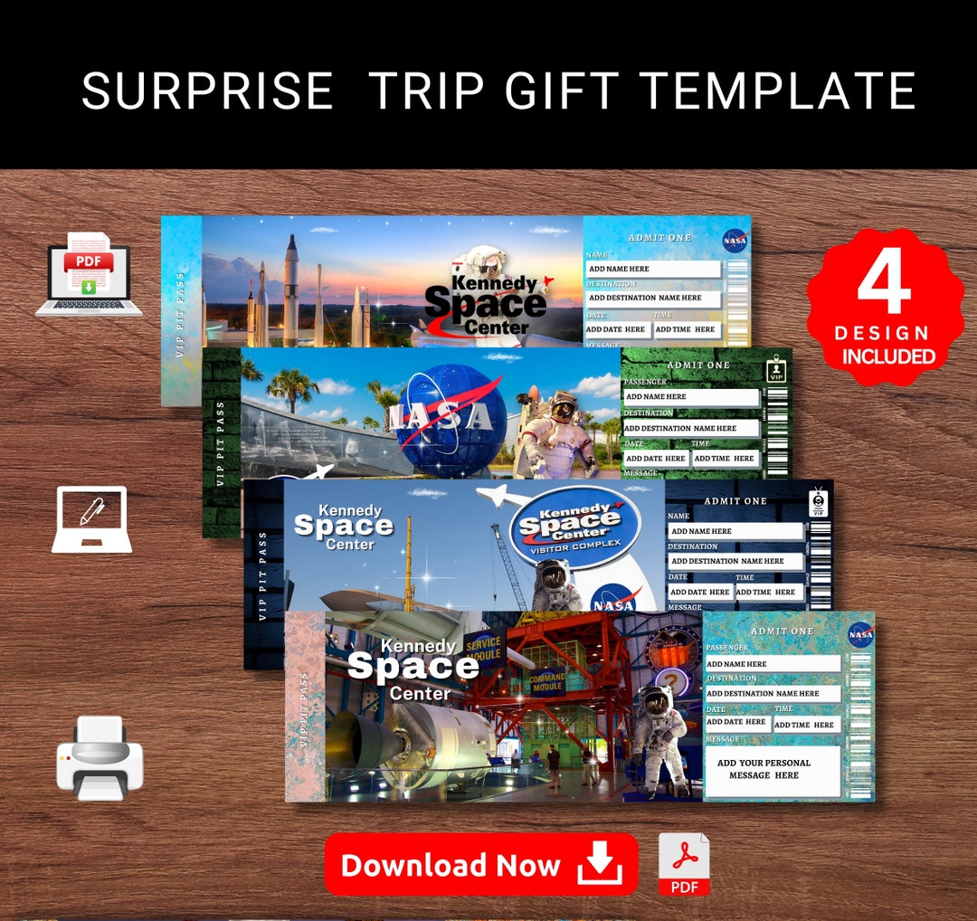 Editable KENNEDY SPACE Center Surprise Reveal Trip Gift Template ...