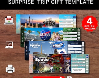 Kennedy Space Center Trip Ticket: Surprise Reveal Gift (Printable PDF)
