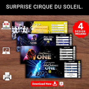 Bearbeitbare MICHAEL JACKSON ONE Cirque Du Soleil Surprise Reveal Geschenkvorlage. Cirque Show Andenken Imitat-Eintrittskarte. Event Stub. Druckbares Pdf