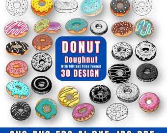 Donut SVG PNG Bundle: Doughnut Vector Designs ,Commercial Use and Personal DIY Gift