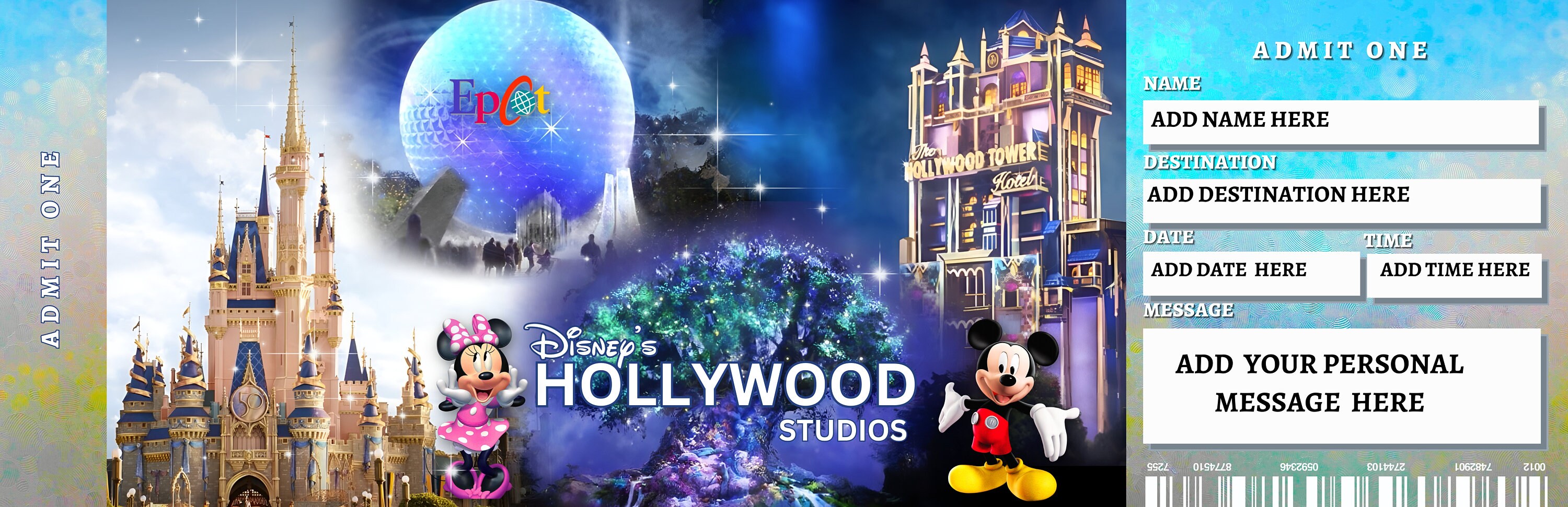 Editable Disney's HOLLYWOOD STUDIOS Surprise Trip Reveal Gift Template ...