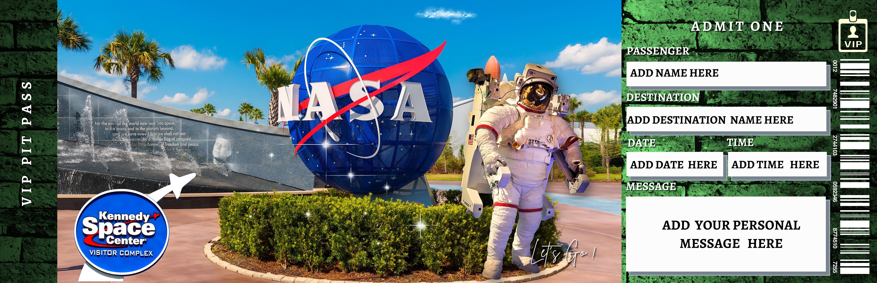 Editable KENNEDY SPACE Center Surprise Reveal Trip Gift Template ...