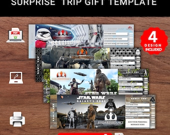 Editable Star Wars Galaxy&#39;s Edge Trip Ticket - Surprise Gift (Printable PDF)