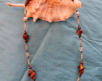 Handmade Beaded Brown/Gold Necklace