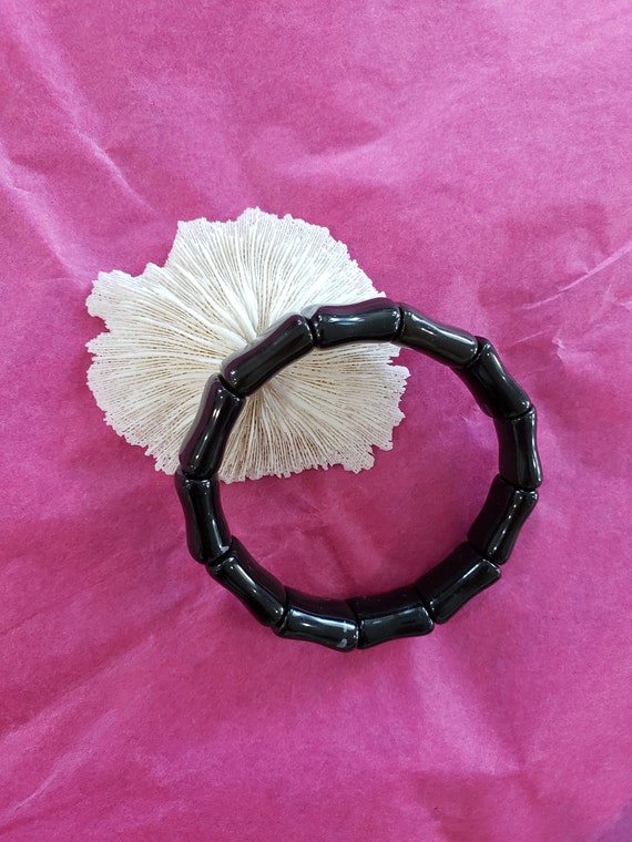 Vintage Faux Onyx Stretch Bracelet