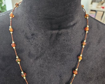 Brown Multi-Color Beaded Necklace