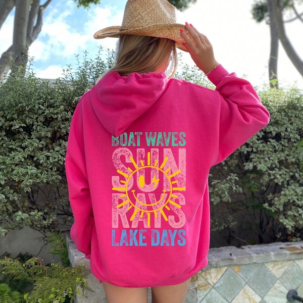 Hello Summer! Get into the Retro Beach Vibes with our 'Boat Waves Sun Rays Lake Days' Hoodie - Perfect for those Sunkissed Lake Life Days!