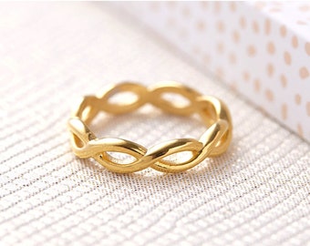 Infinity Ring, 14K Solid Gold Ring, Infinity Verlobungsring, Gold Infinity Ring, Infinity Bandring, Daumenring Frauen, Twisted Goldring
