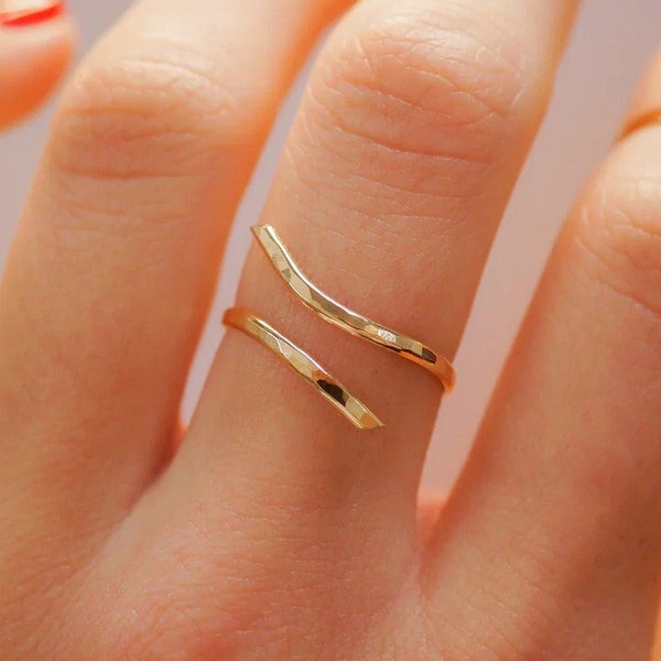 Spiralring, 14k Solid Gold Ring, Gold verstellbarer Ehering, offener Ring für Frauen, zierliche Versprechen Ring, Ring, Geschenk für Frau