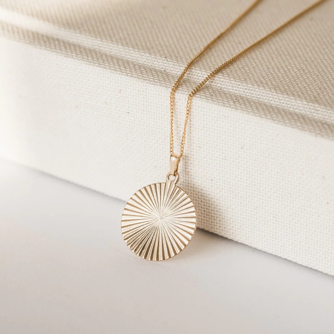 Luxe Gold Iridescent Sunburst Pendant Necklace main image 1