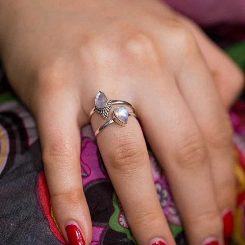 pear moonstone ring